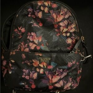Victoria's Secret Black Backpack with Floral Design